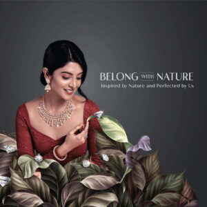 The lady in red presents the shinning diamonds in this jewellery photoshoot.